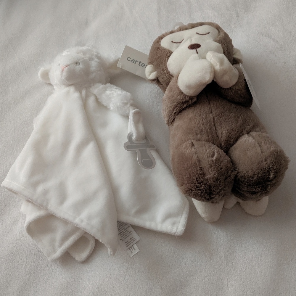 Nwt prayer monkey & sheep pacifier blanky